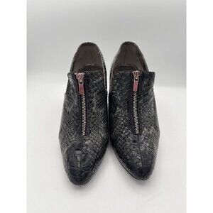 Bijou New York Womens Black Snakeskin Pattern Heeled Ankle Boots Size 7.5 With F